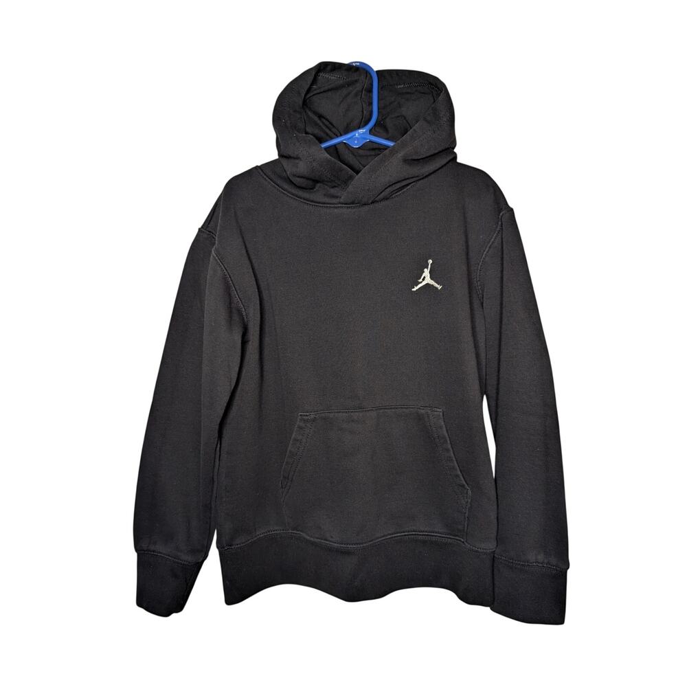 Jordan Boys Tops, Black Jordan Logo Pullover Sweatshirt Hoodie, Sz S